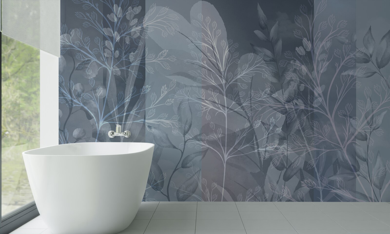 Papier peint arbustes enveloppés de brume dans la forêt