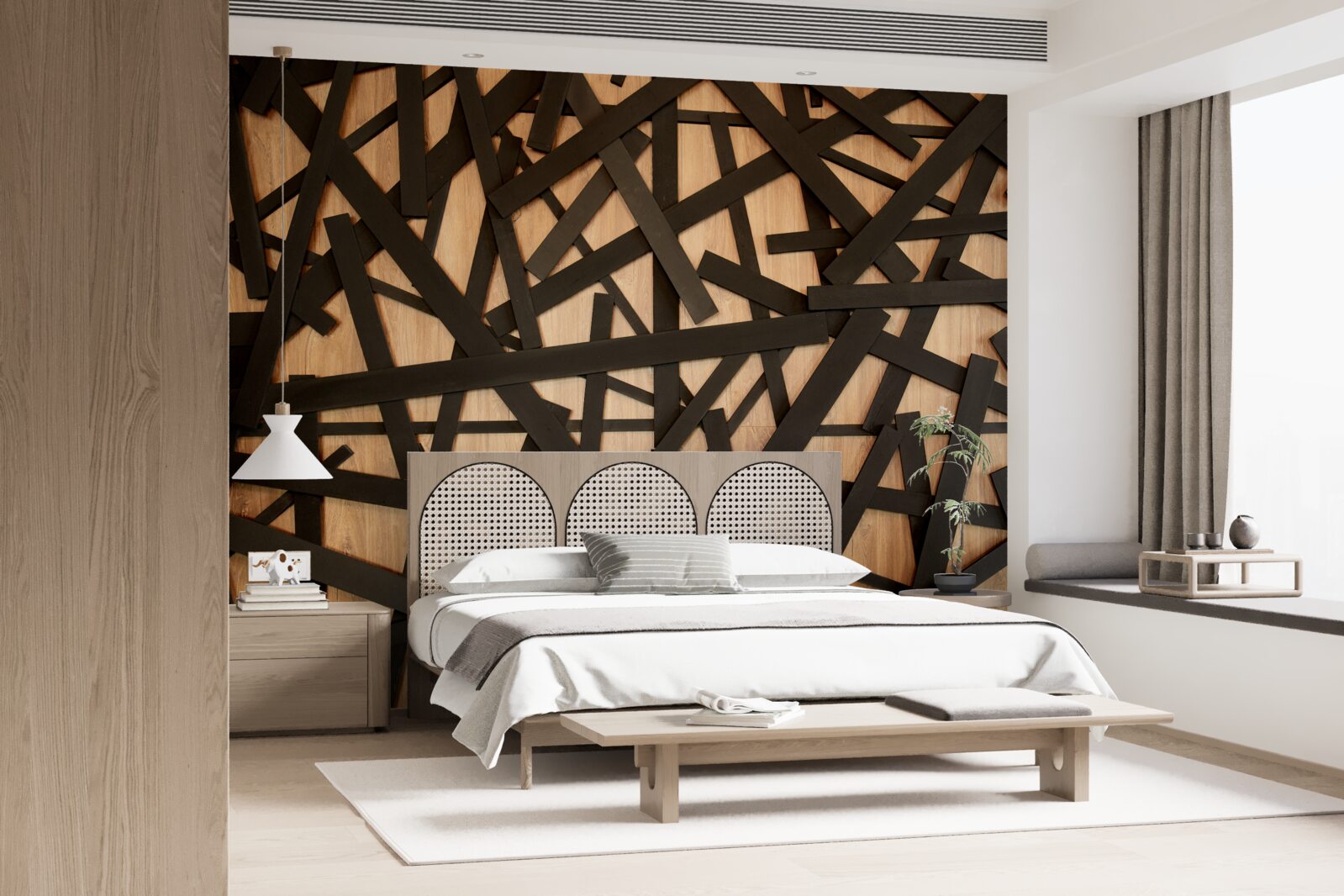 Papier peint branches droites sur le tronc