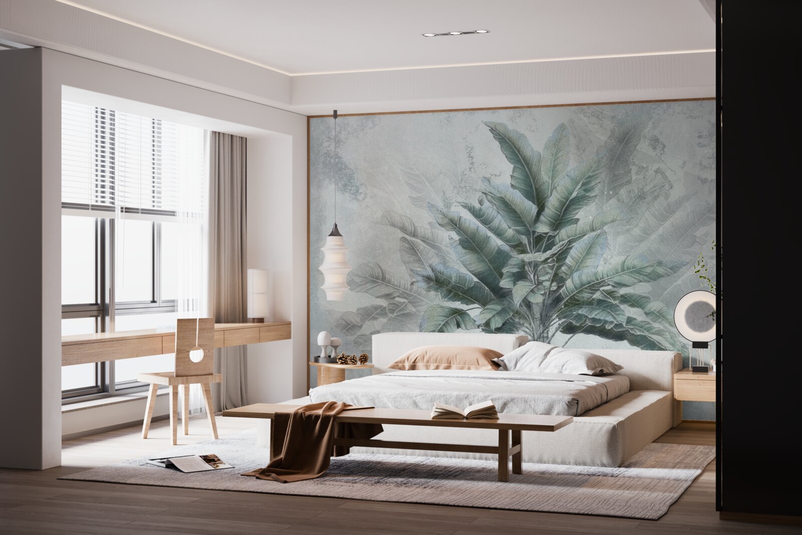 Papier peint un énorme palmier caché dans la brume