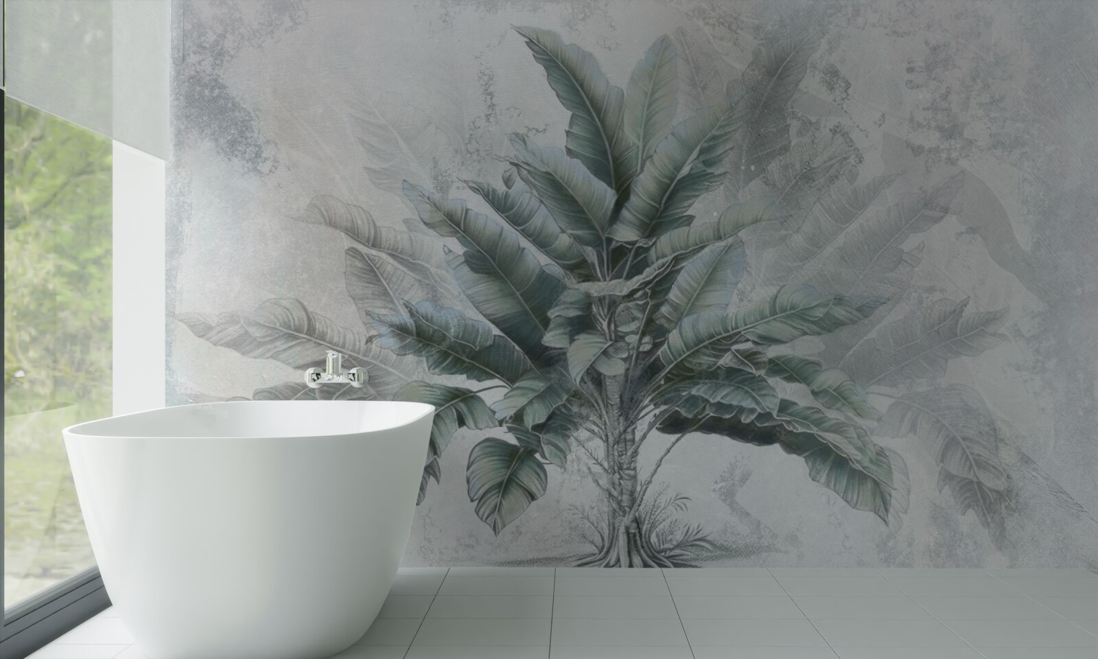 Papier peint un énorme palmier caché dans la brume