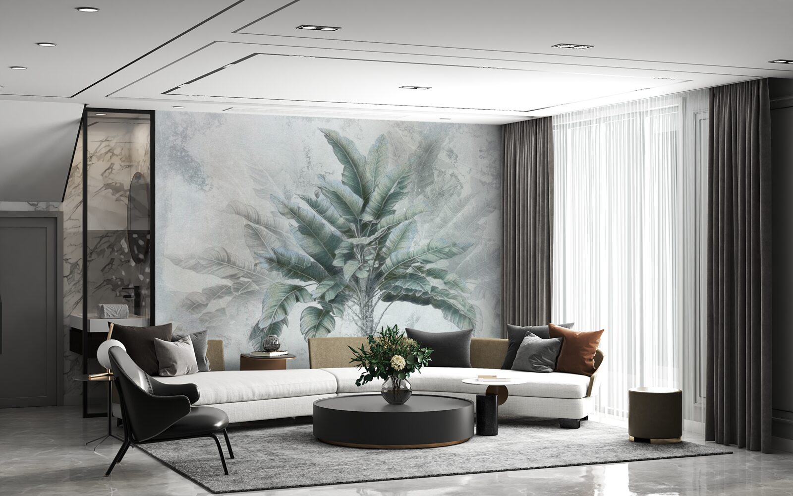 Papier peint un énorme palmier caché dans la brume