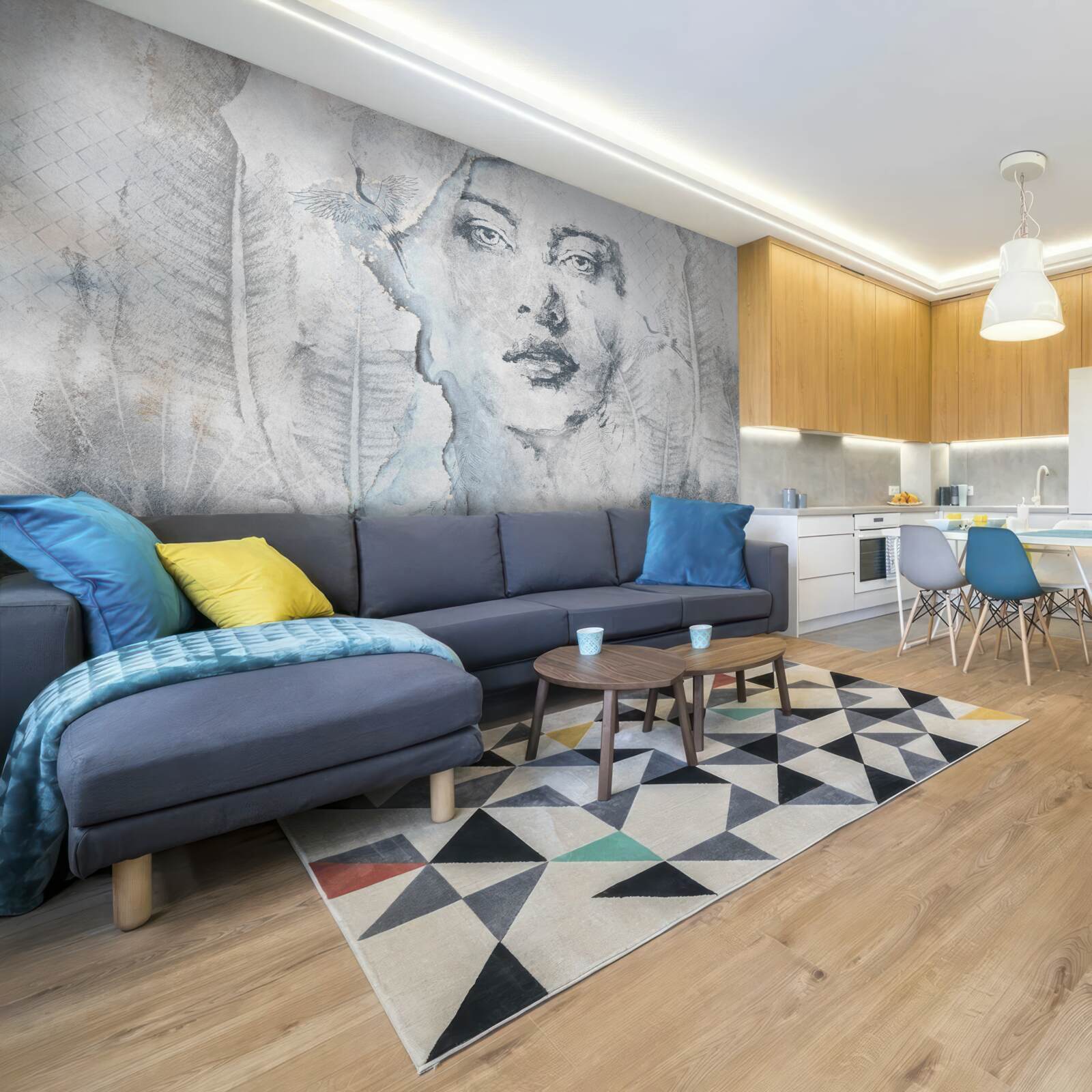 Papier peint l'image de la jolie fille est abstraite