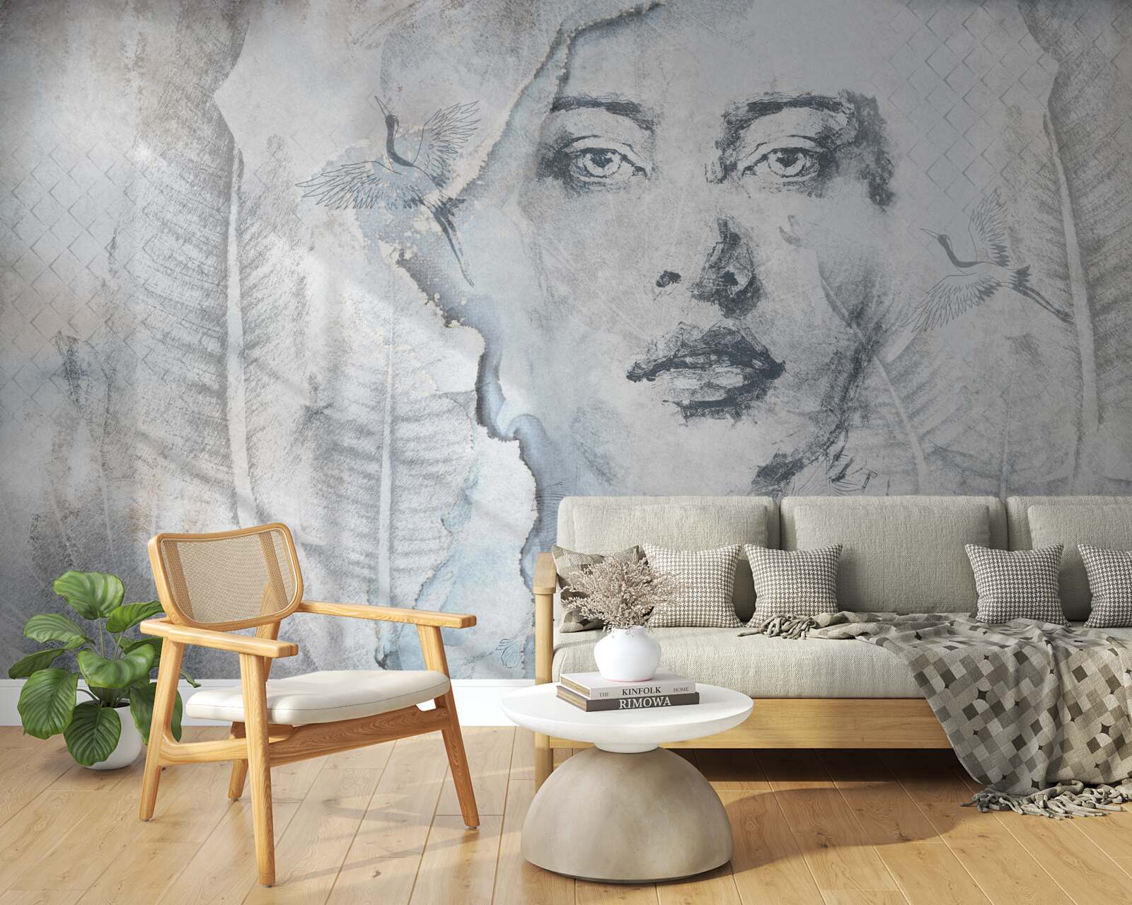 Papier peint l'image de la jolie fille est abstraite