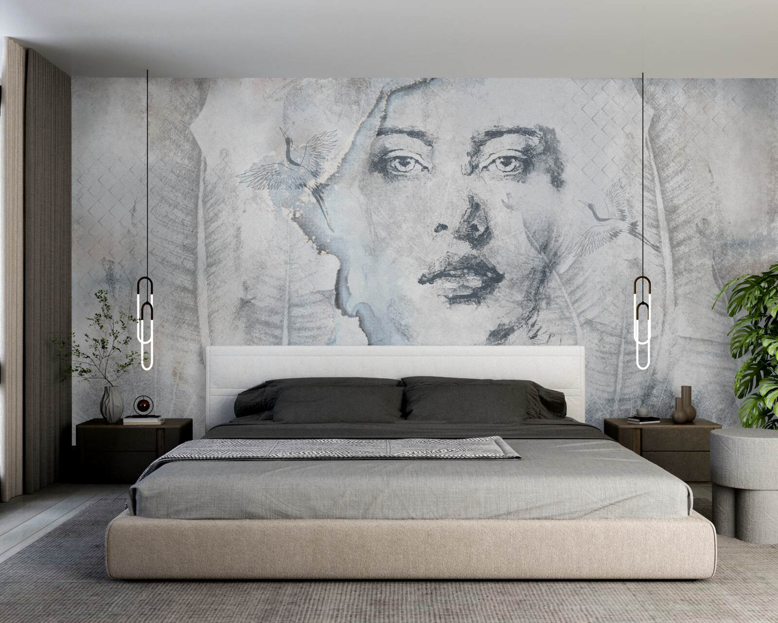 Papier peint l'image de la jolie fille est abstraite