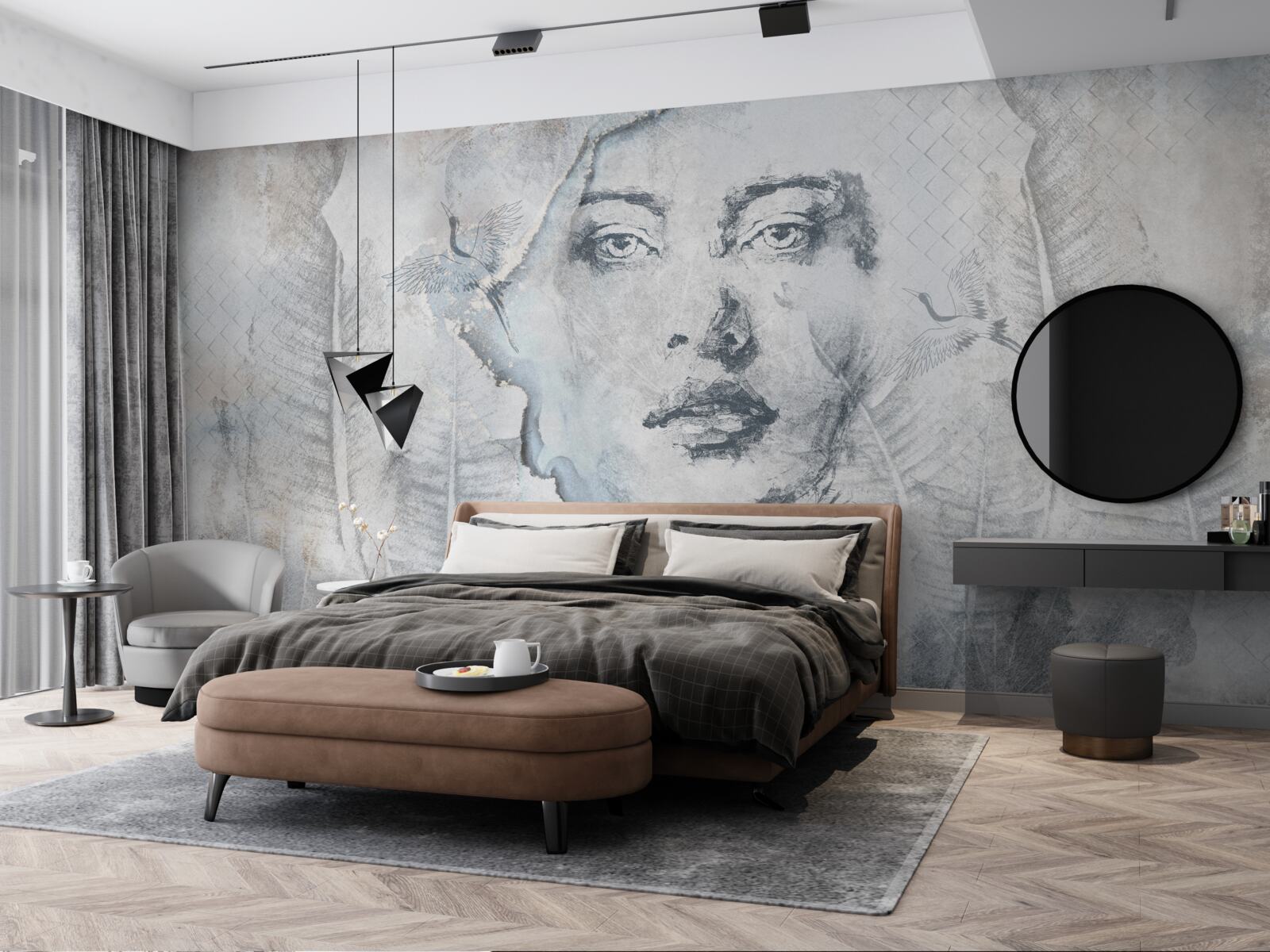 Papier peint l'image de la jolie fille est abstraite