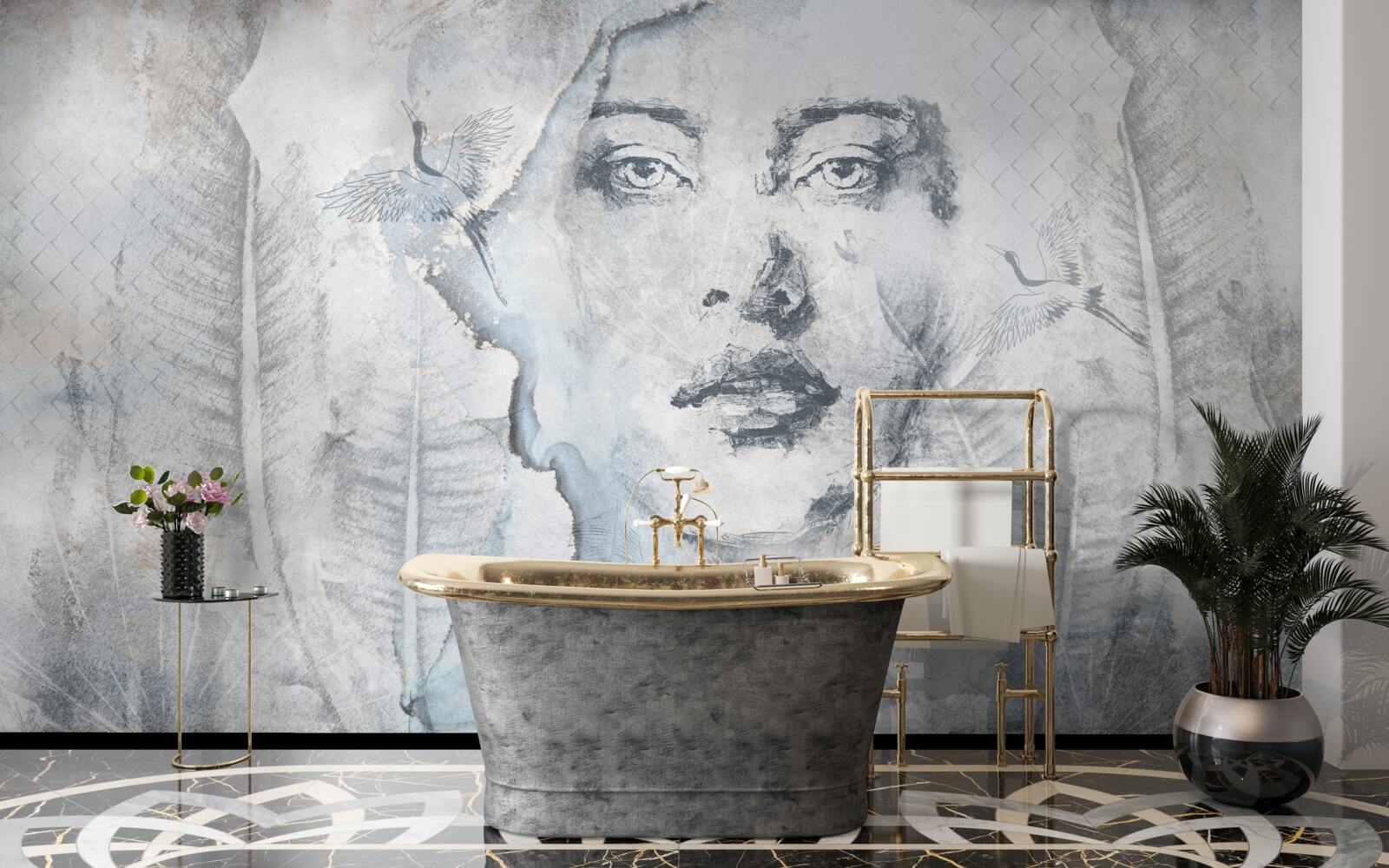 Papier peint l'image de la jolie fille est abstraite