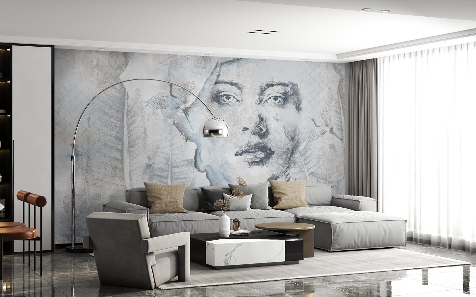 Papier peint l'image de la jolie fille est abstraite