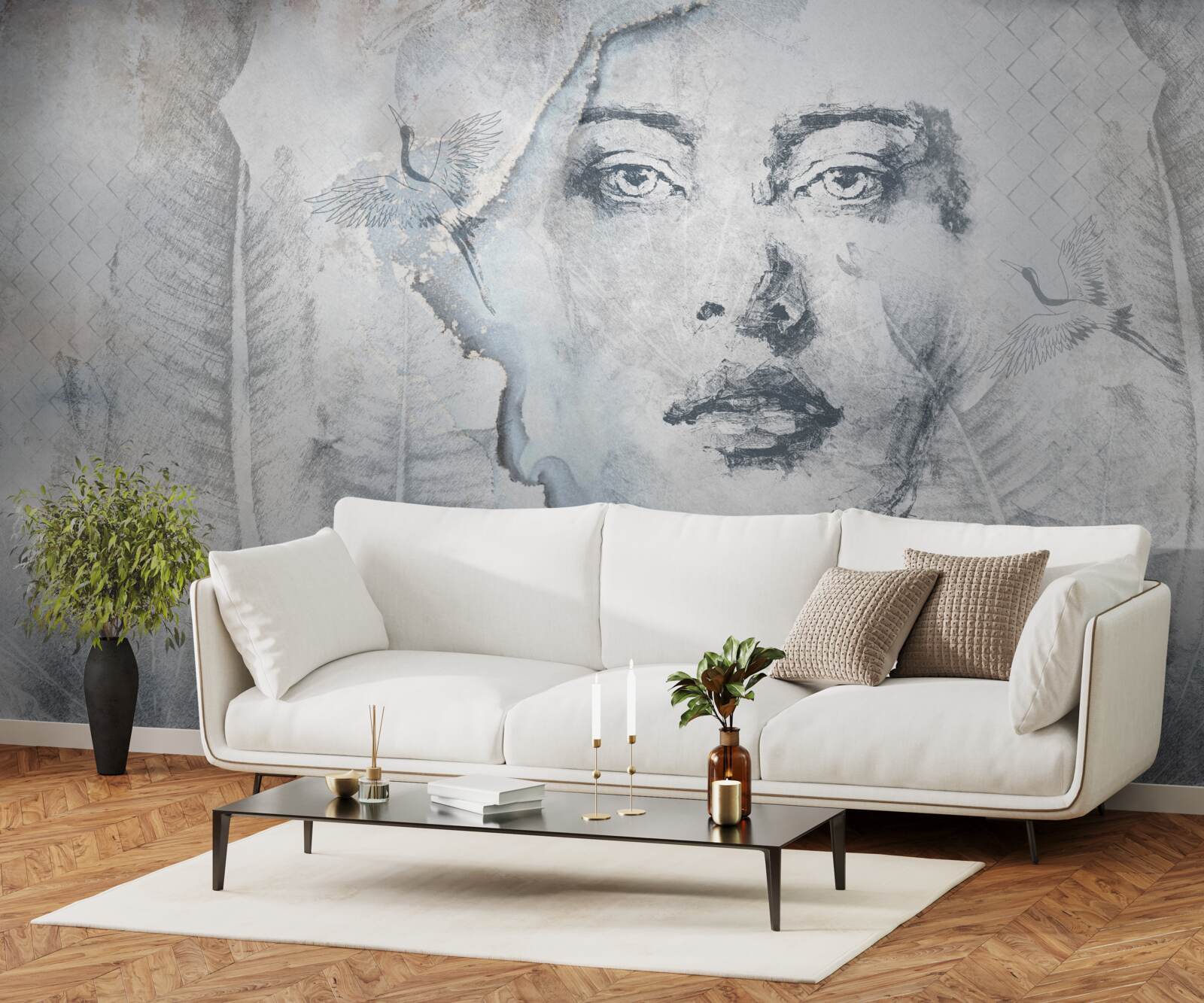 Papier peint l'image de la jolie fille est abstraite