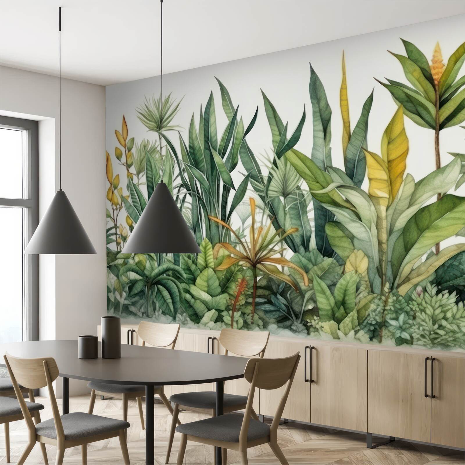 Papier peint de grands palmiers poussent dans la jungle