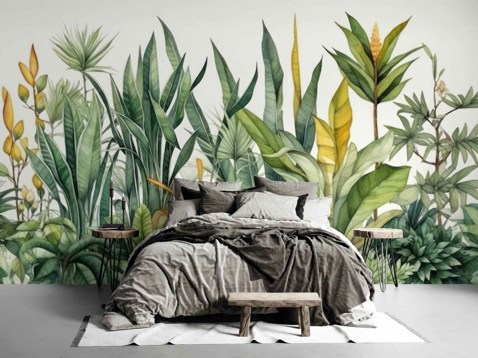 Papier peint de grands palmiers poussent dans la jungle