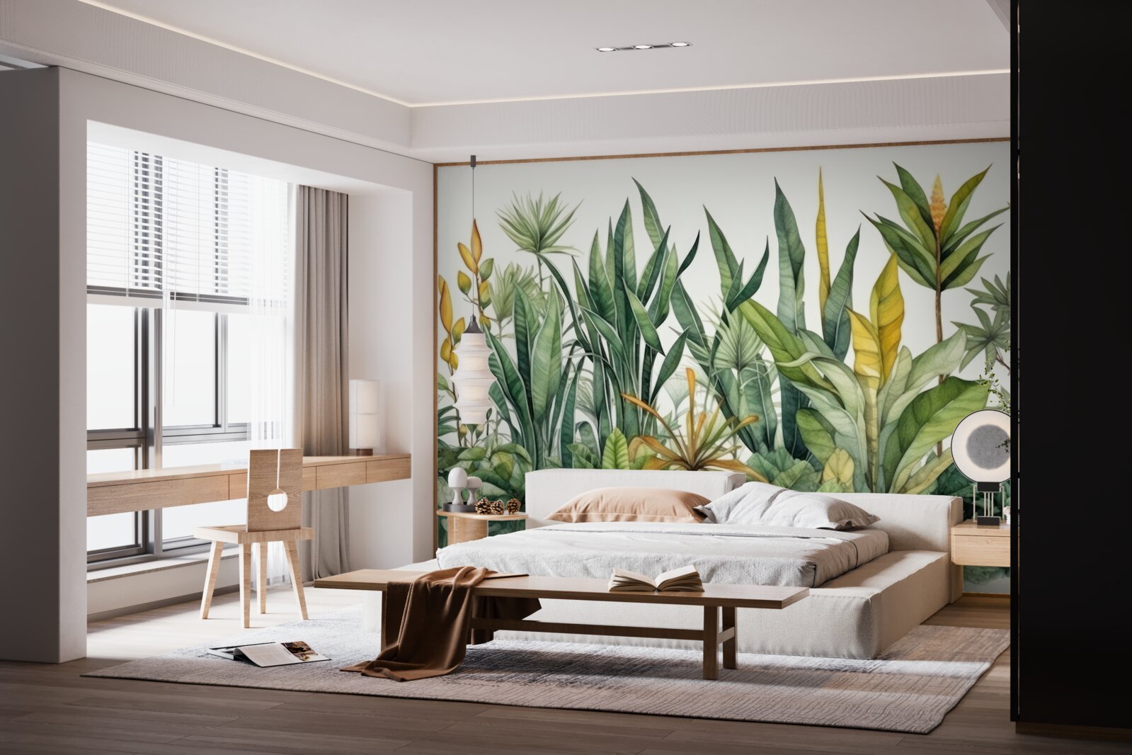 Papier peint de grands palmiers poussent dans la jungle