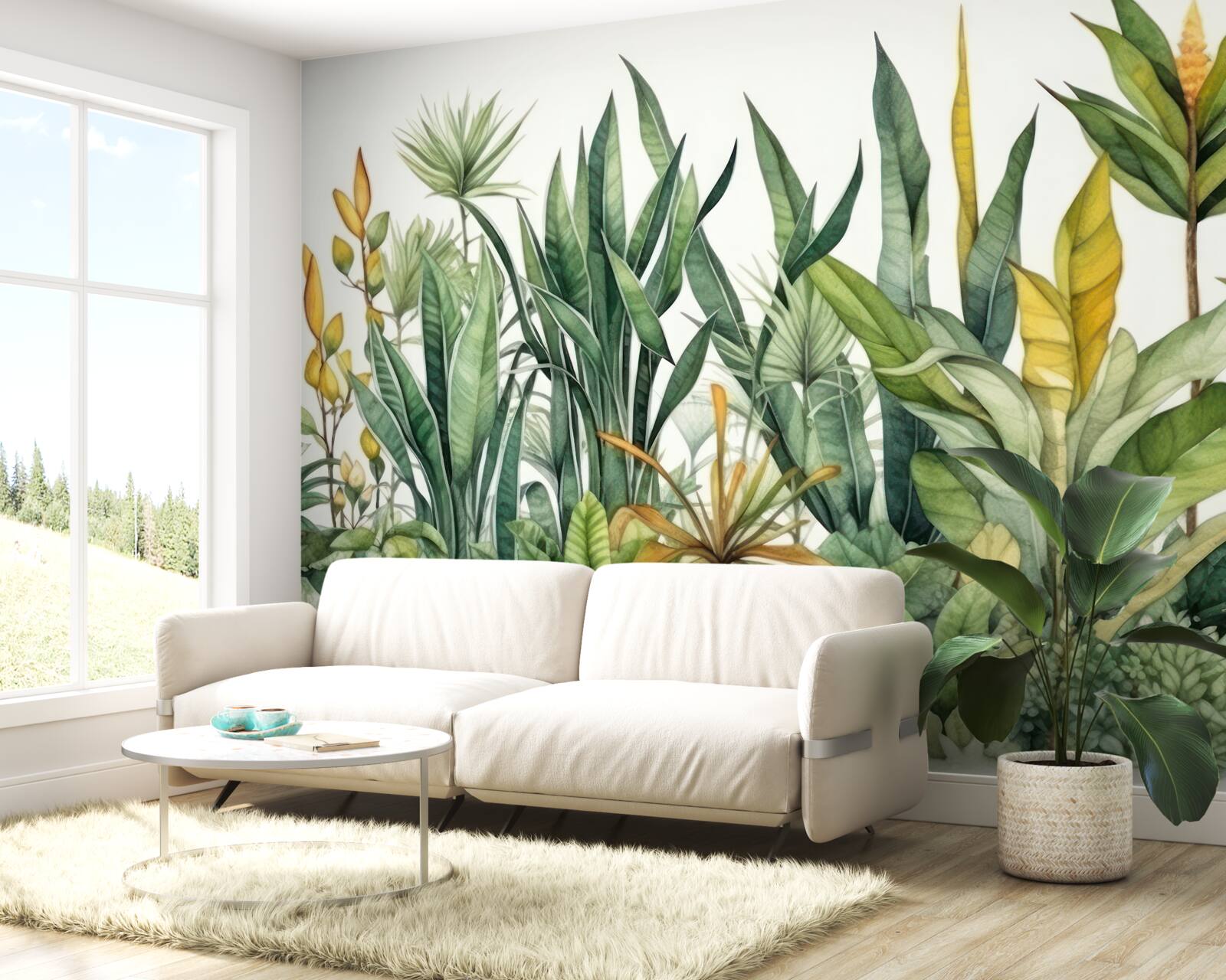 Papier peint de grands palmiers poussent dans la jungle