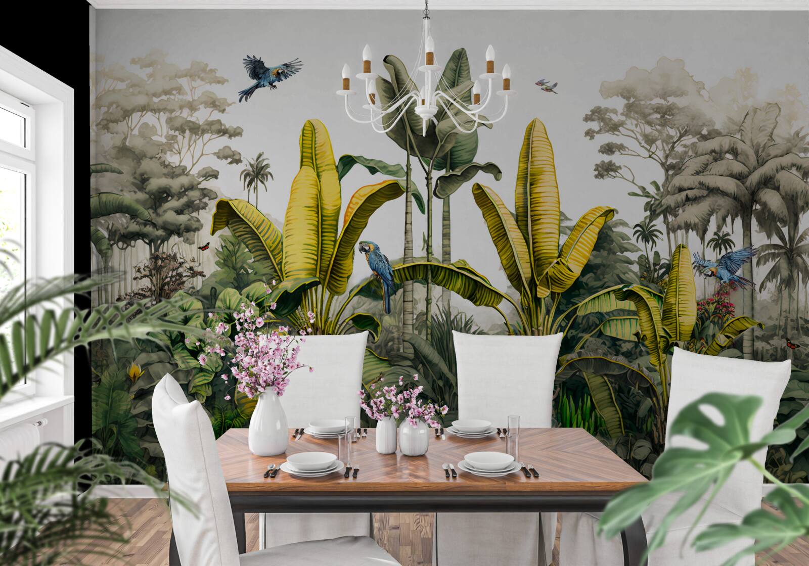 Papier peint les plantes tropicales, y compris les grands palmiers