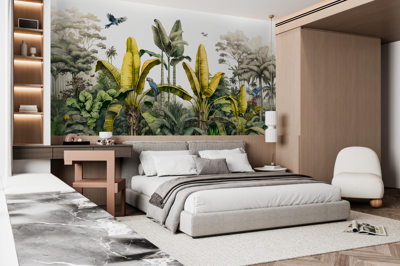 Papier peint les plantes tropicales, y compris les grands palmiers