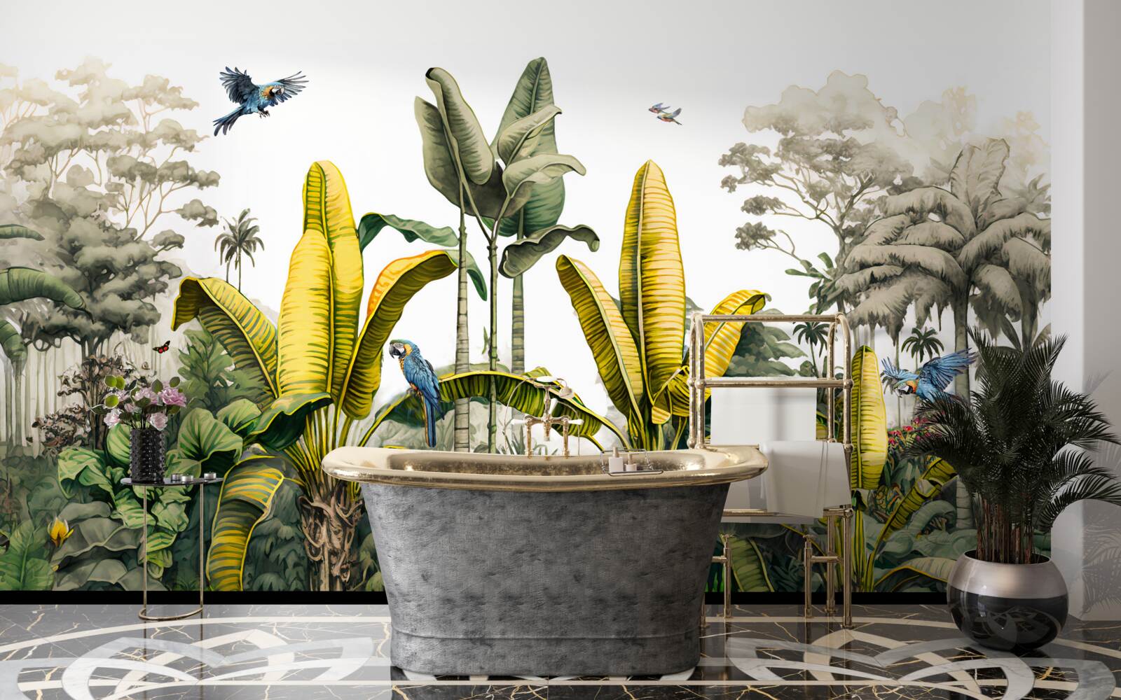 Papier peint les plantes tropicales, y compris les grands palmiers