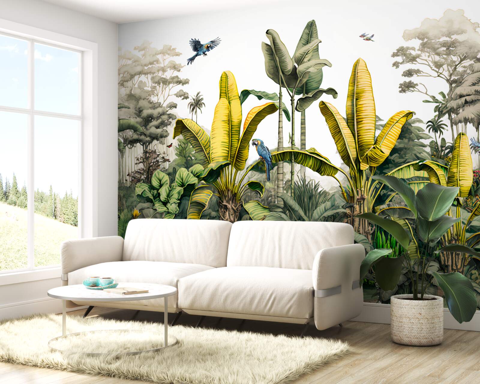 Papier peint les plantes tropicales, y compris les grands palmiers