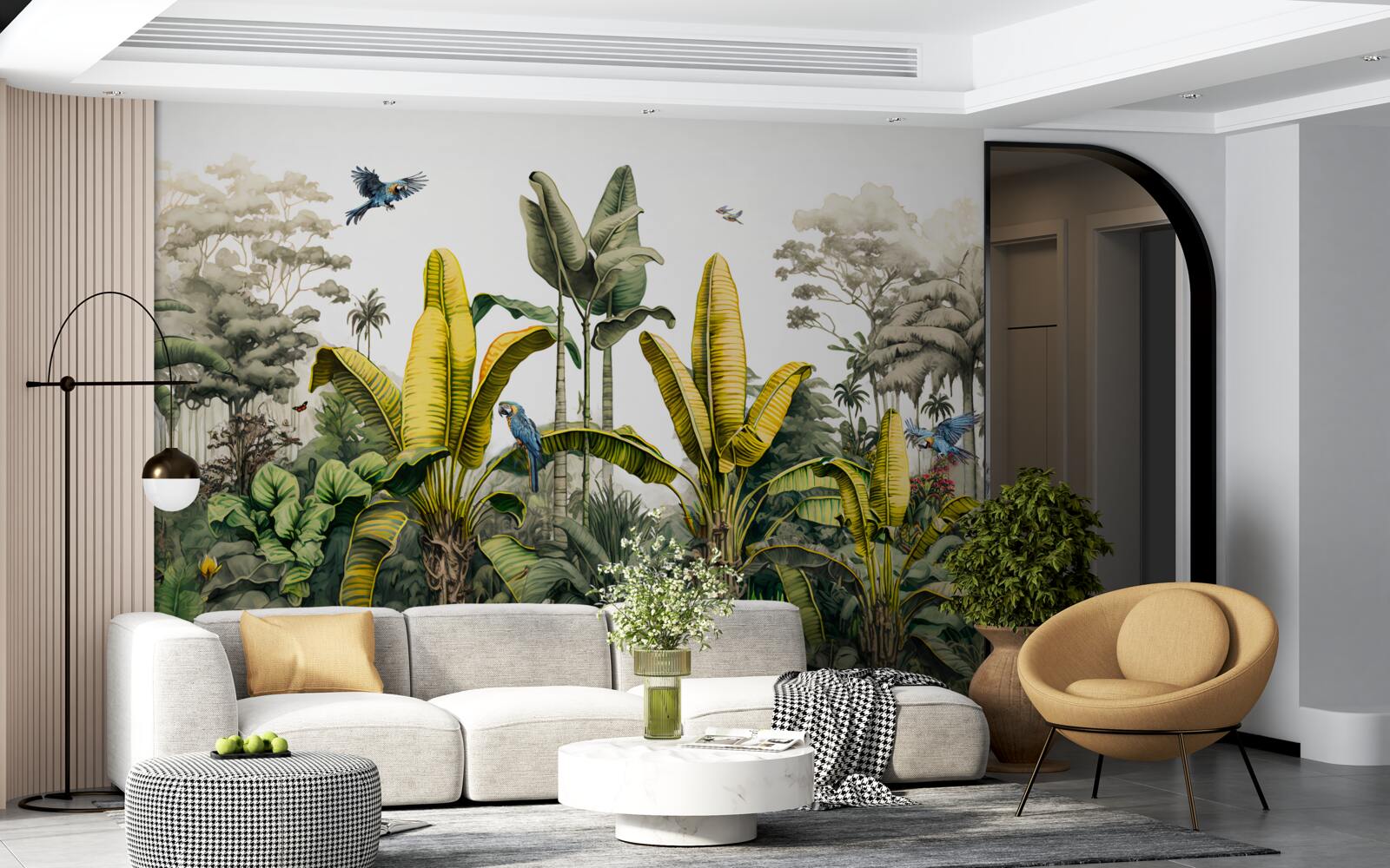 Papier peint les plantes tropicales, y compris les grands palmiers