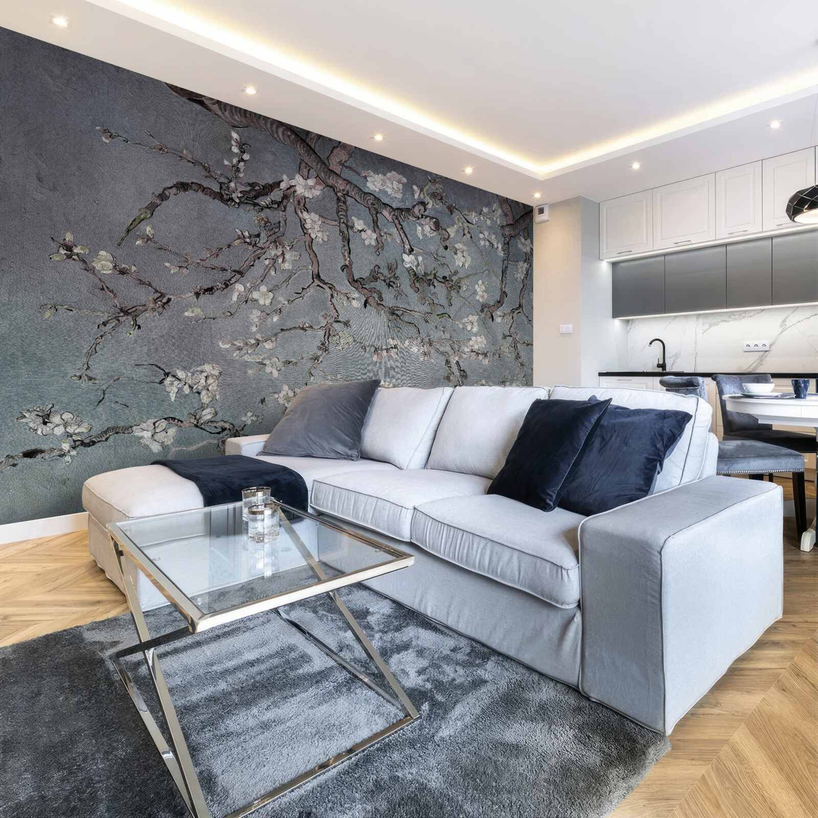 Papier peint branche de magnolia en fleur