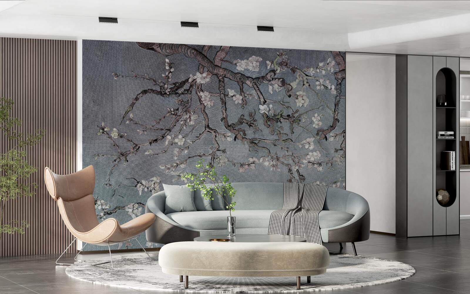 Papier peint branche de magnolia en fleur