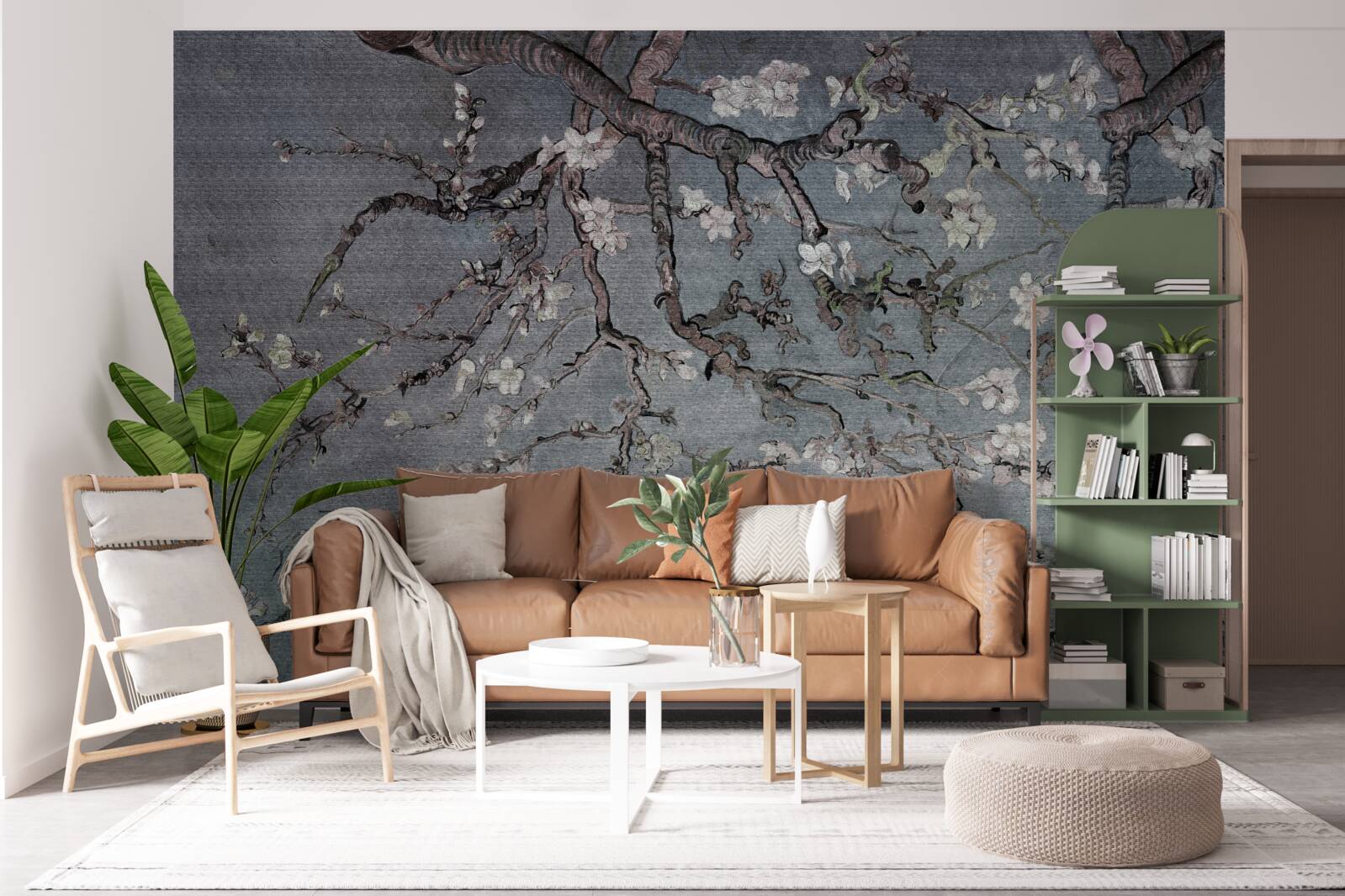 Papier peint branche de magnolia en fleur