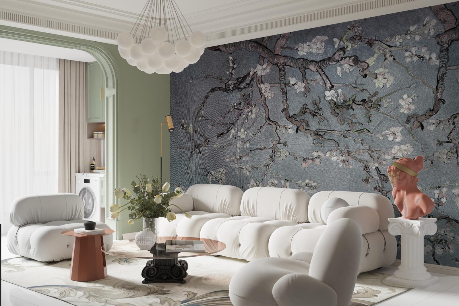 Papier peint branche de magnolia en fleur