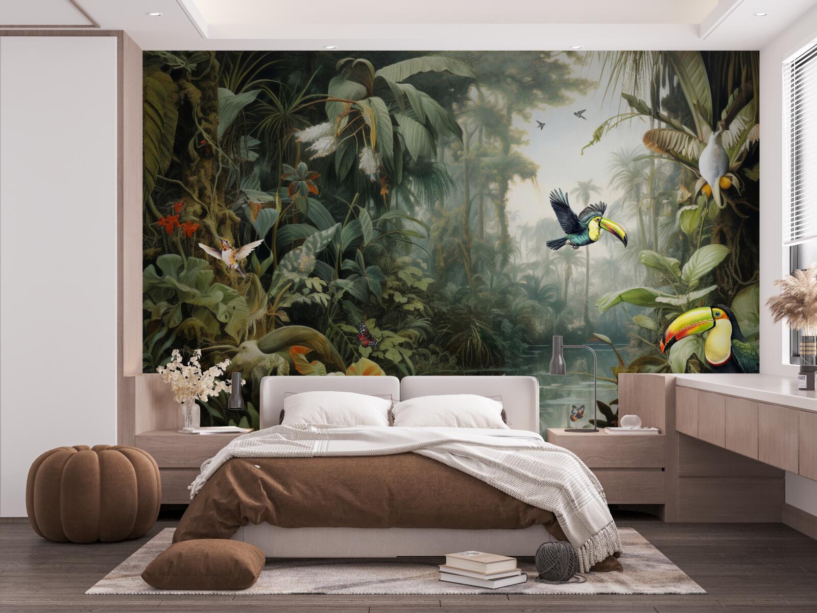 Papier peint maquis tropical près de l'étang