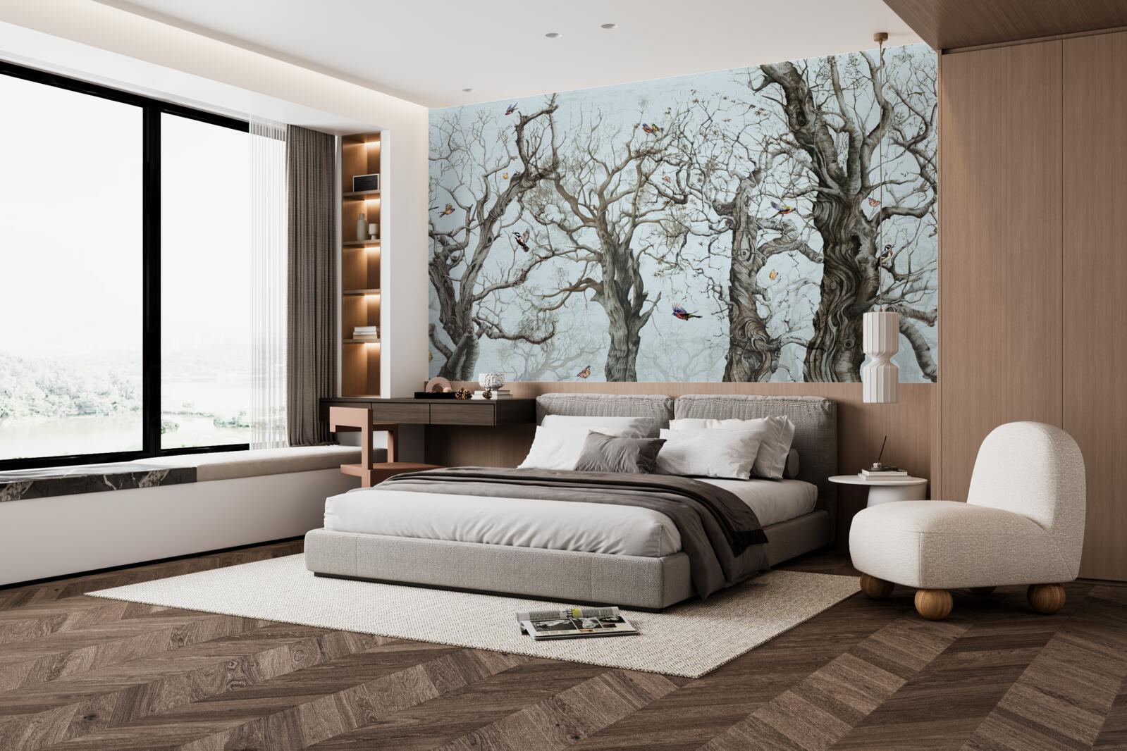 Papier peint les arbres en automne qui ont perdu leurs feuilles