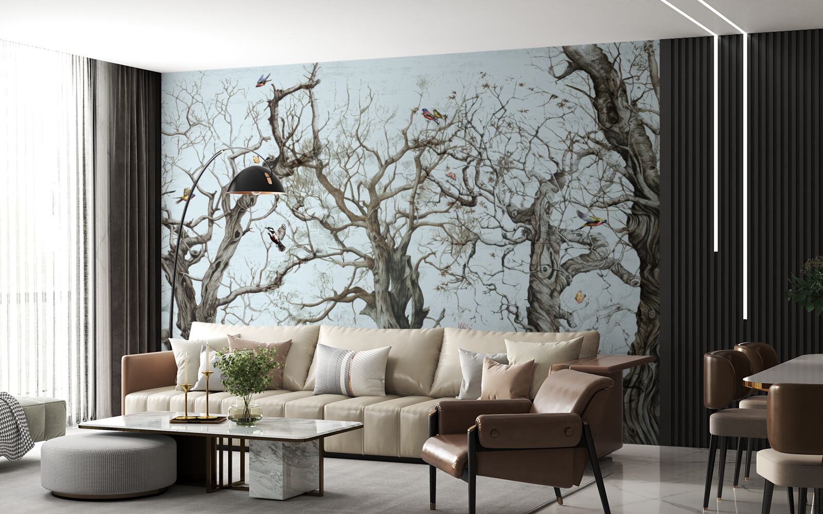 Papier peint les arbres en automne qui ont perdu leurs feuilles