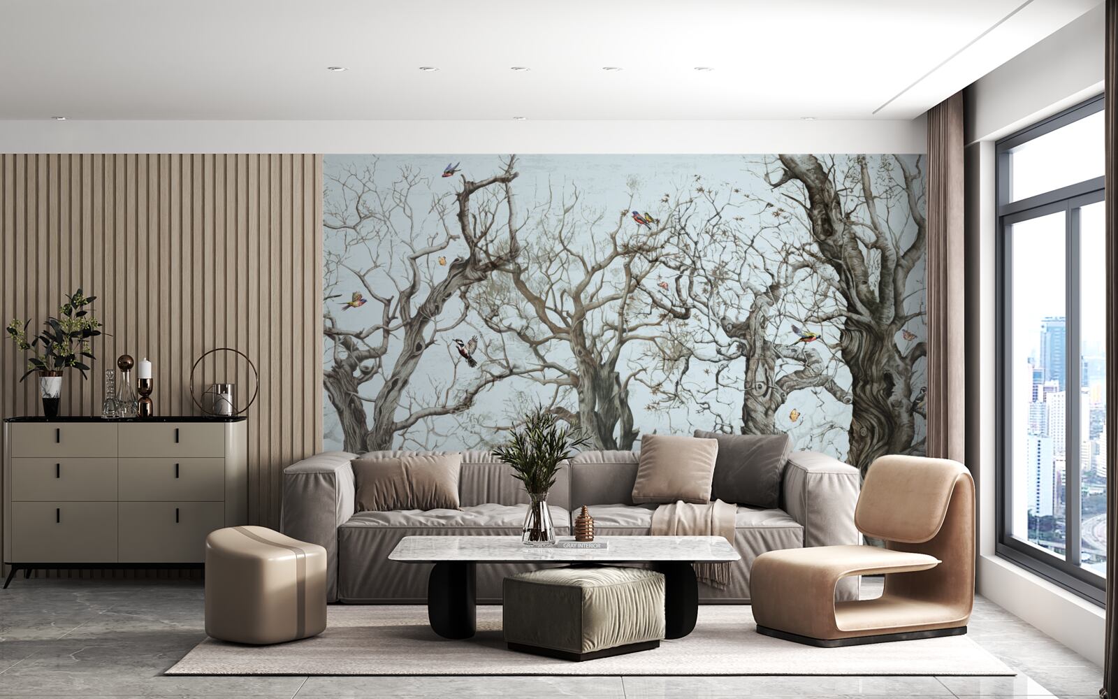 Papier peint les arbres en automne qui ont perdu leurs feuilles