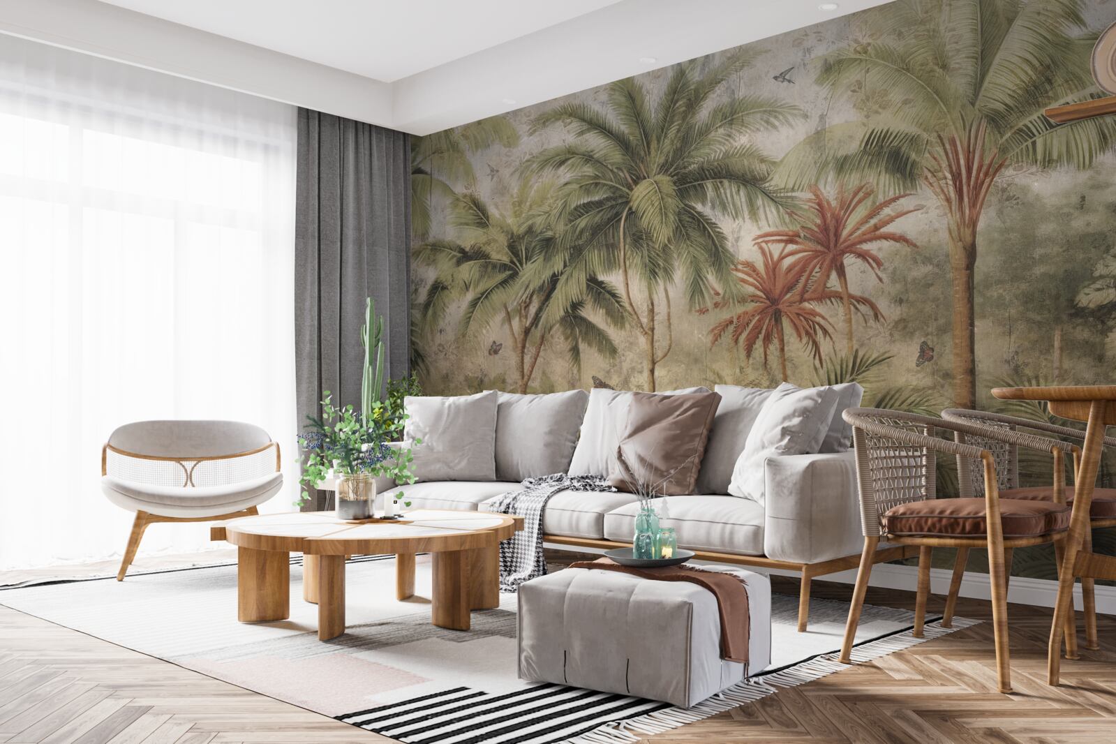 Papier peint palmiers sous les tropiques après un temps pluvieux