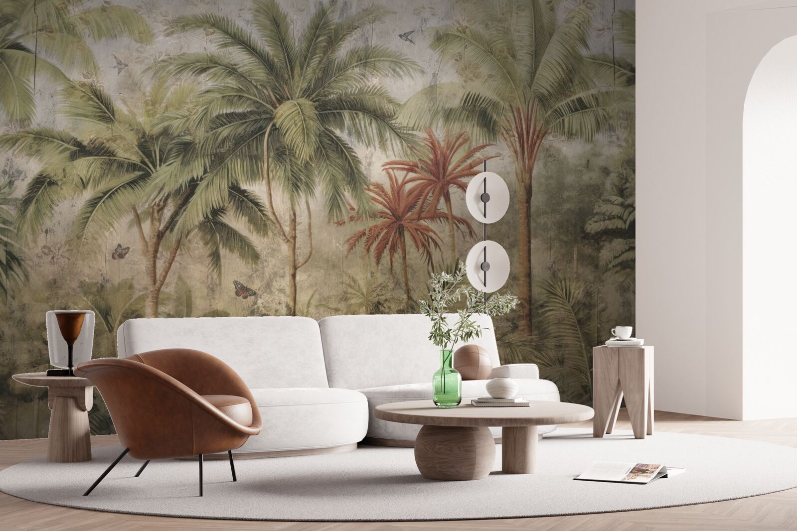 Papier peint palmiers sous les tropiques après un temps pluvieux