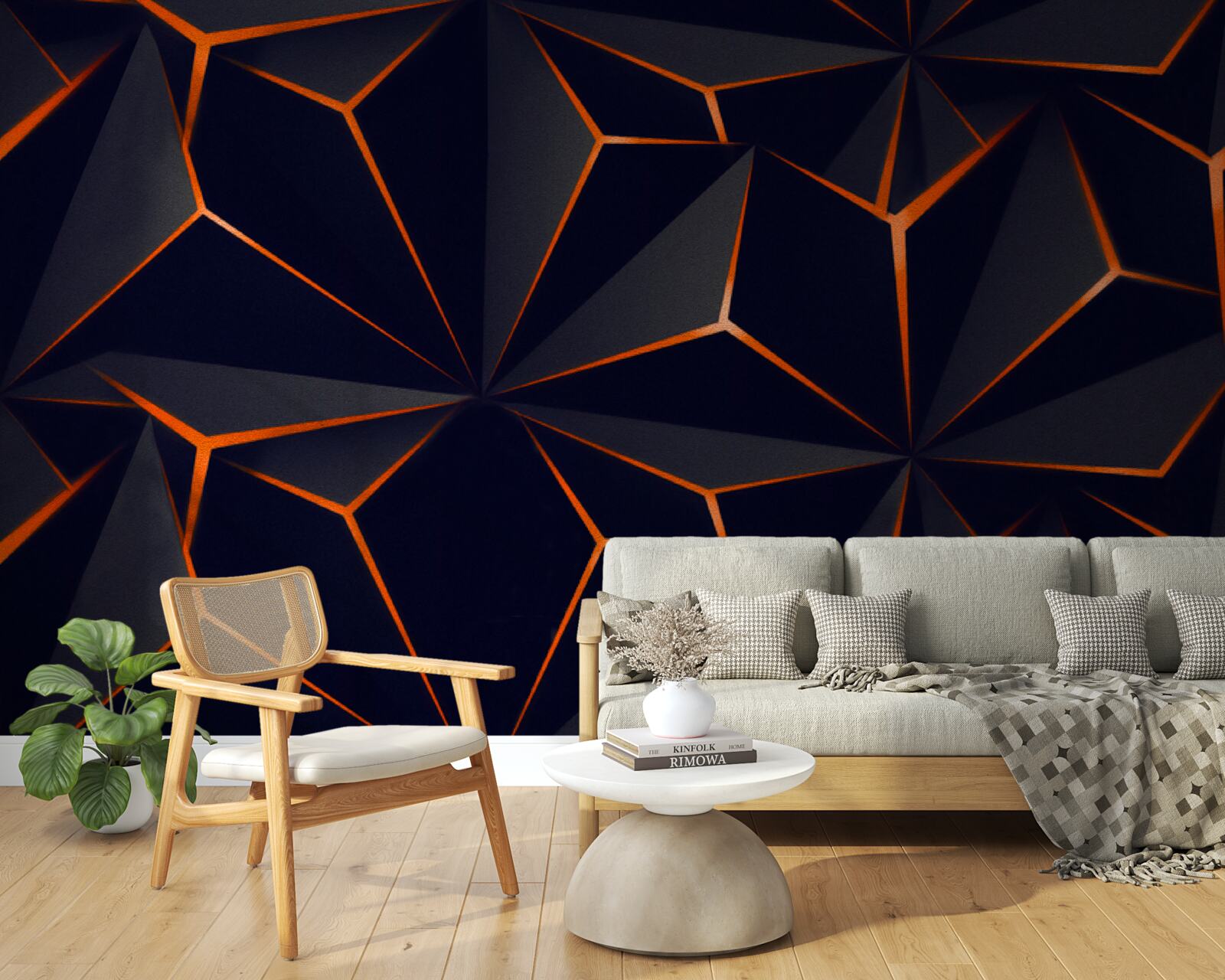 Papier peint les pyramides sont noires avec des arêtes rouges