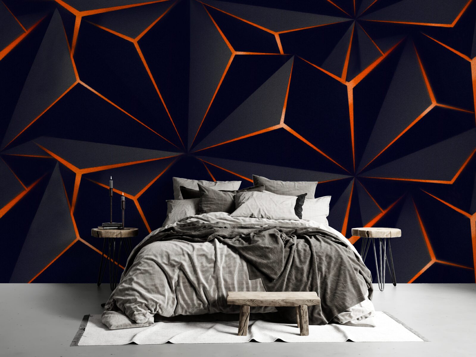 Papier peint les pyramides sont noires avec des arêtes rouges