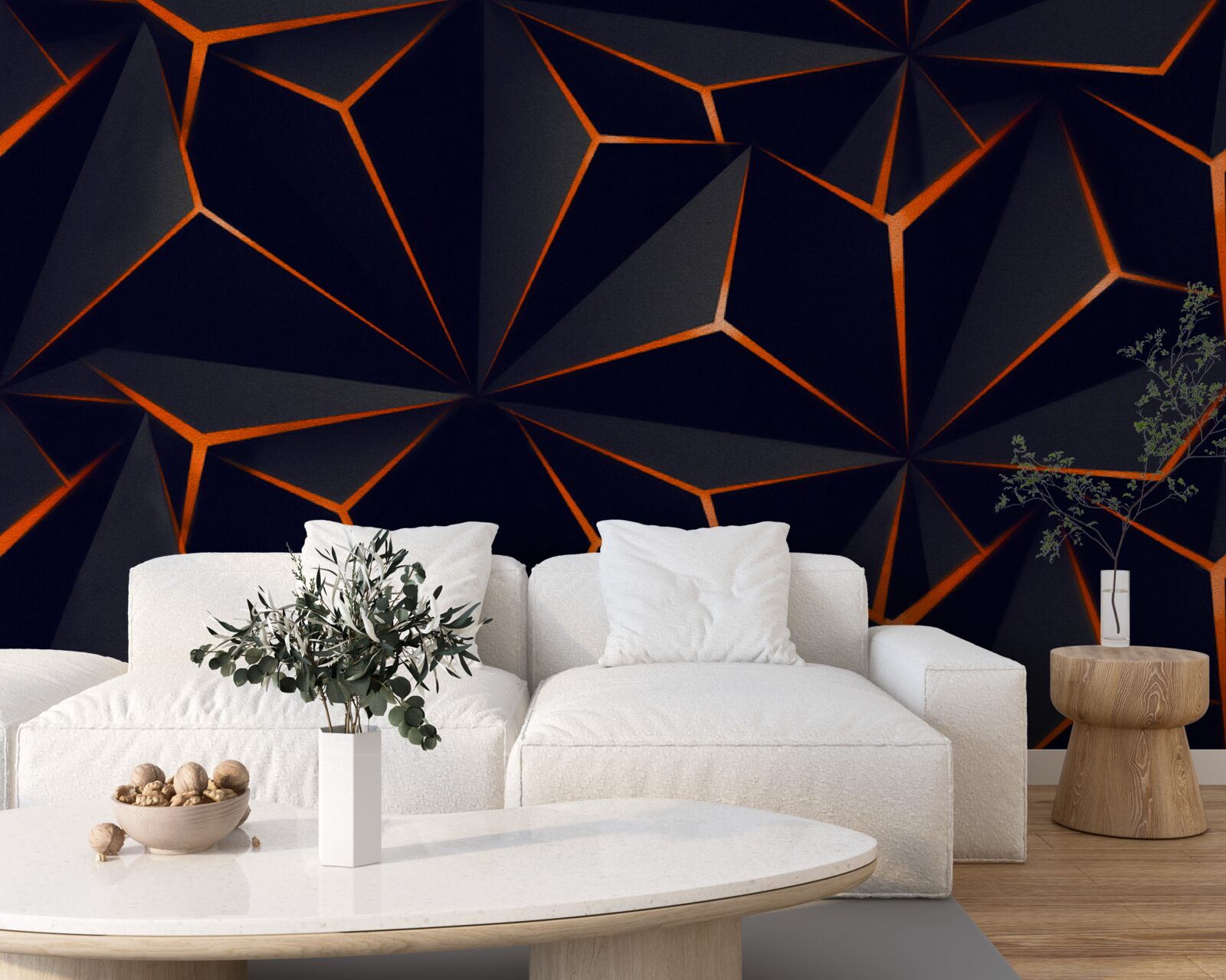 Papier peint les pyramides sont noires avec des arêtes rouges