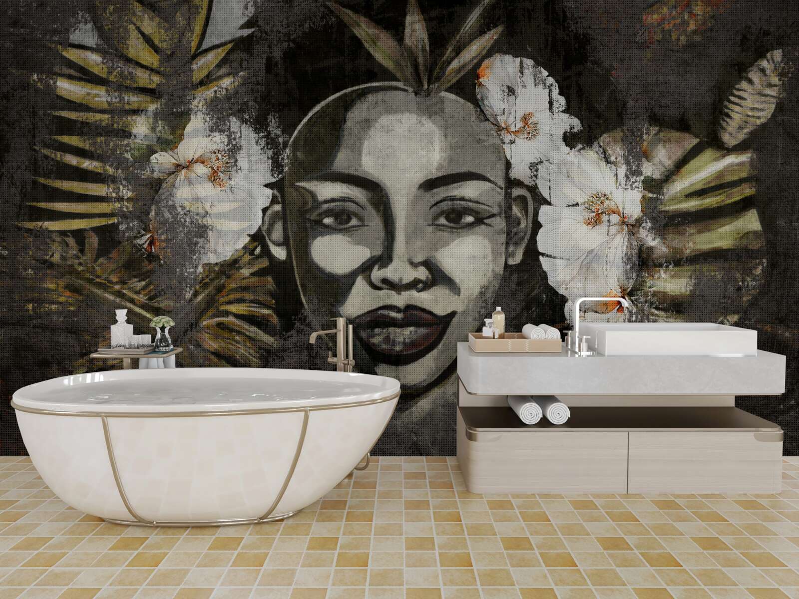 Papier peint Femme africaine dans une forêt tropicale