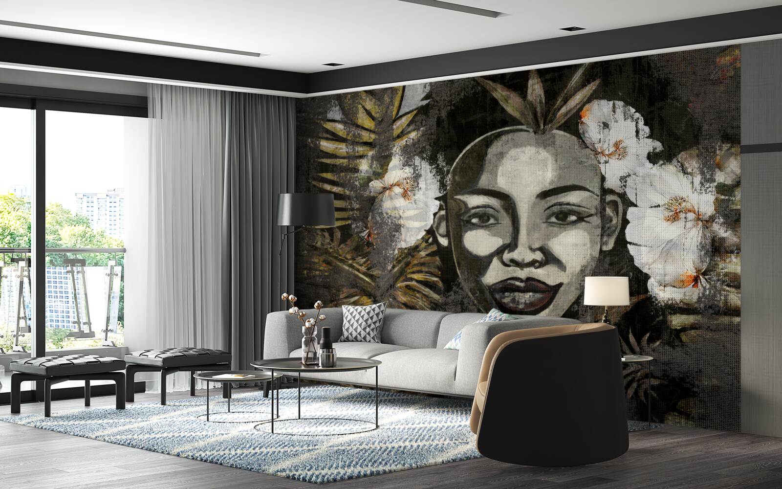 Papier peint Femme africaine dans une forêt tropicale