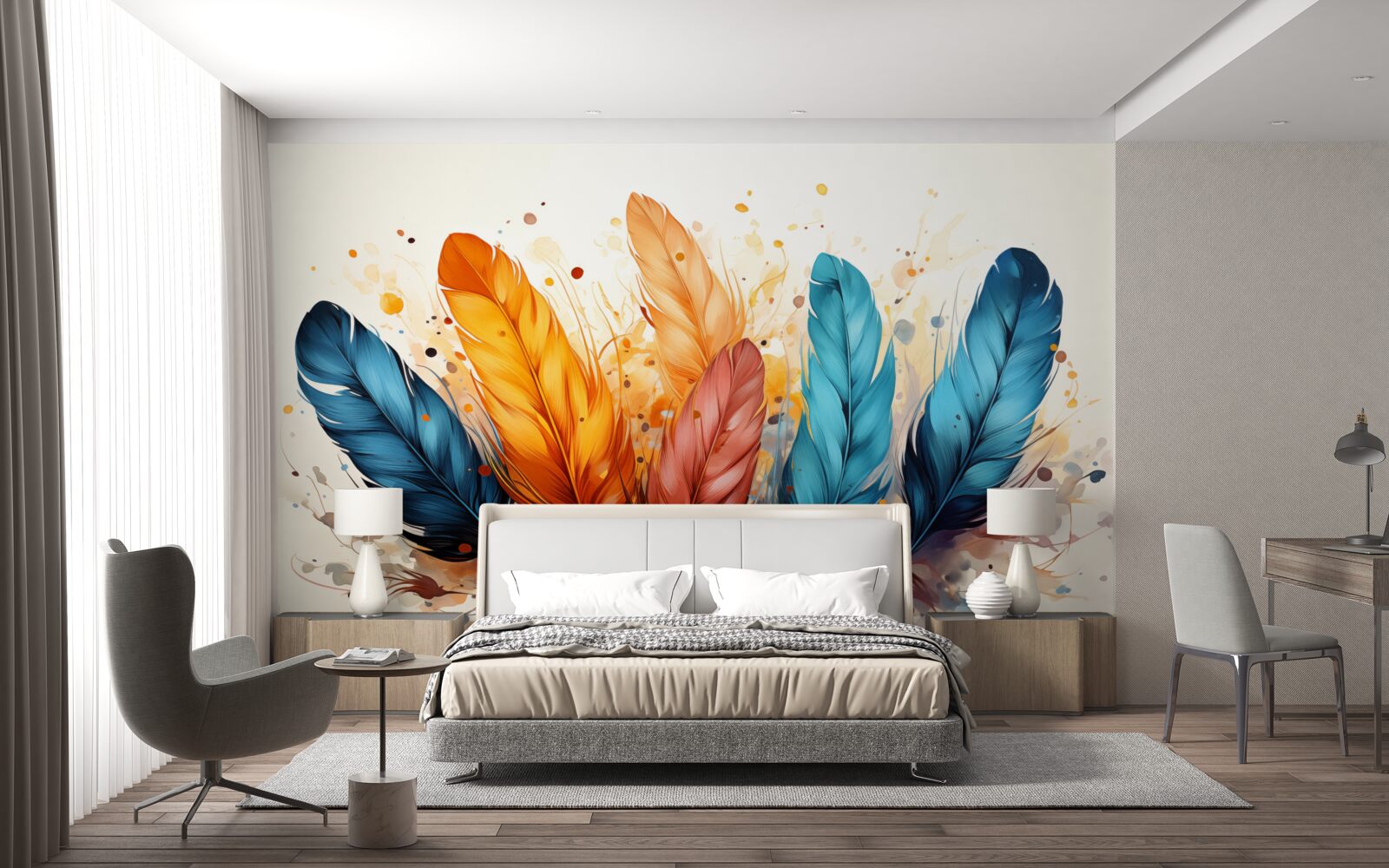 Papier peint plumes duveteuses dans les tons d'automne