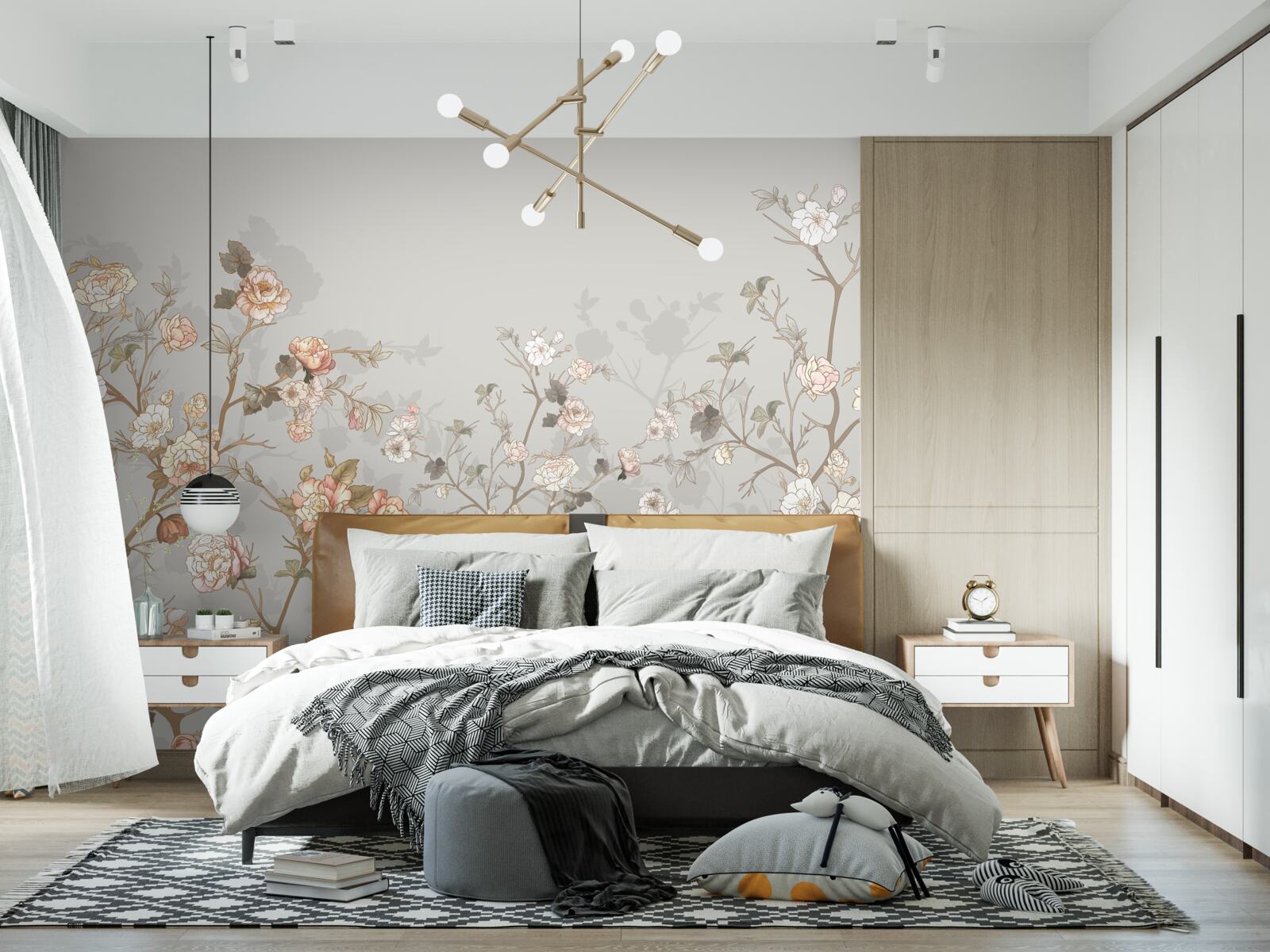 Papier peint sakura en fleurs