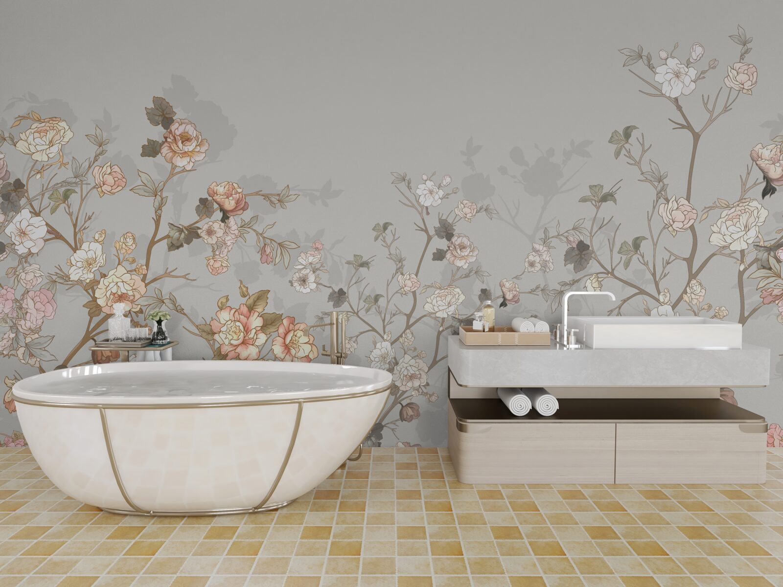 Papier peint sakura en fleurs