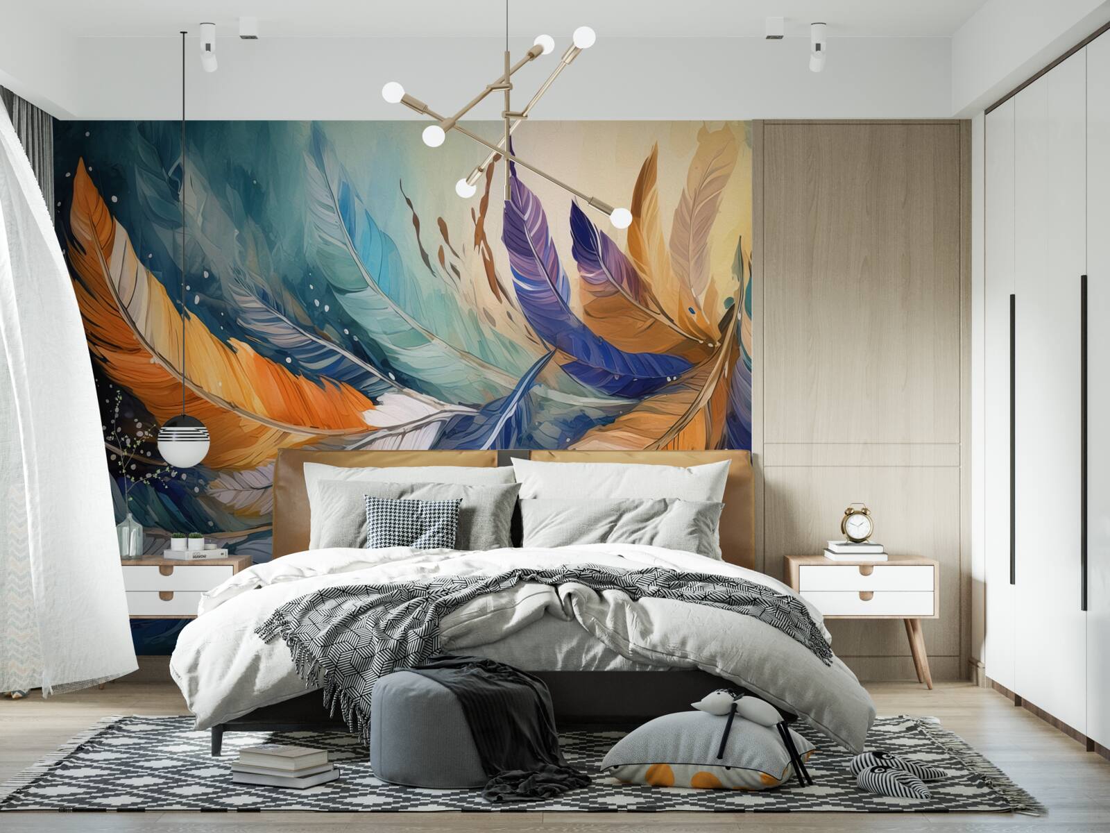 Papier peint les feuilles d'automne lumineuses dansent dans le vent