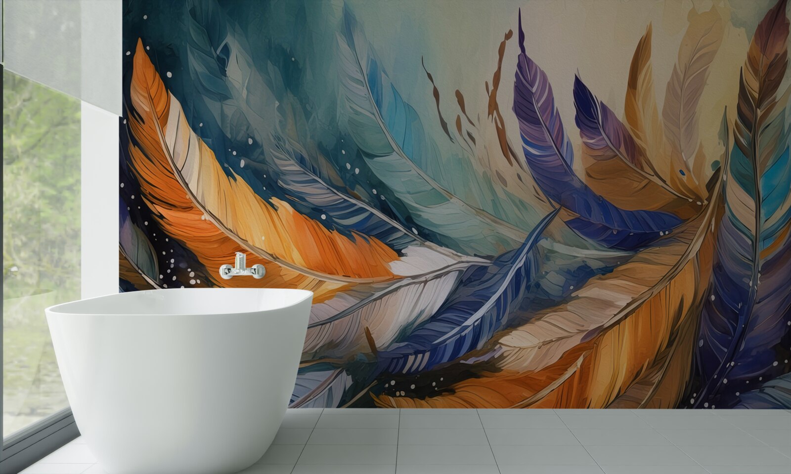 Papier peint les feuilles d'automne lumineuses dansent dans le vent