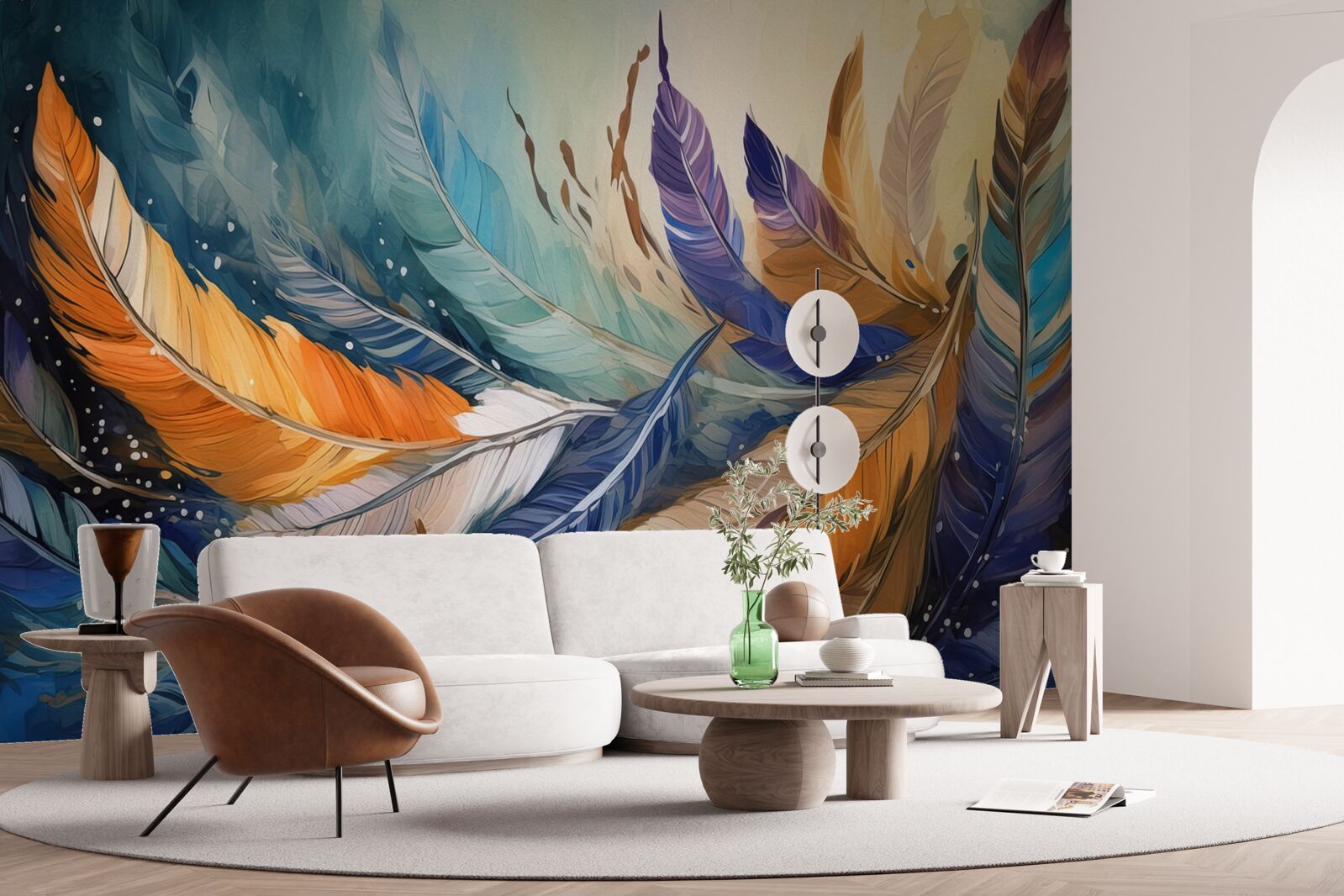 Papier peint les feuilles d'automne lumineuses dansent dans le vent