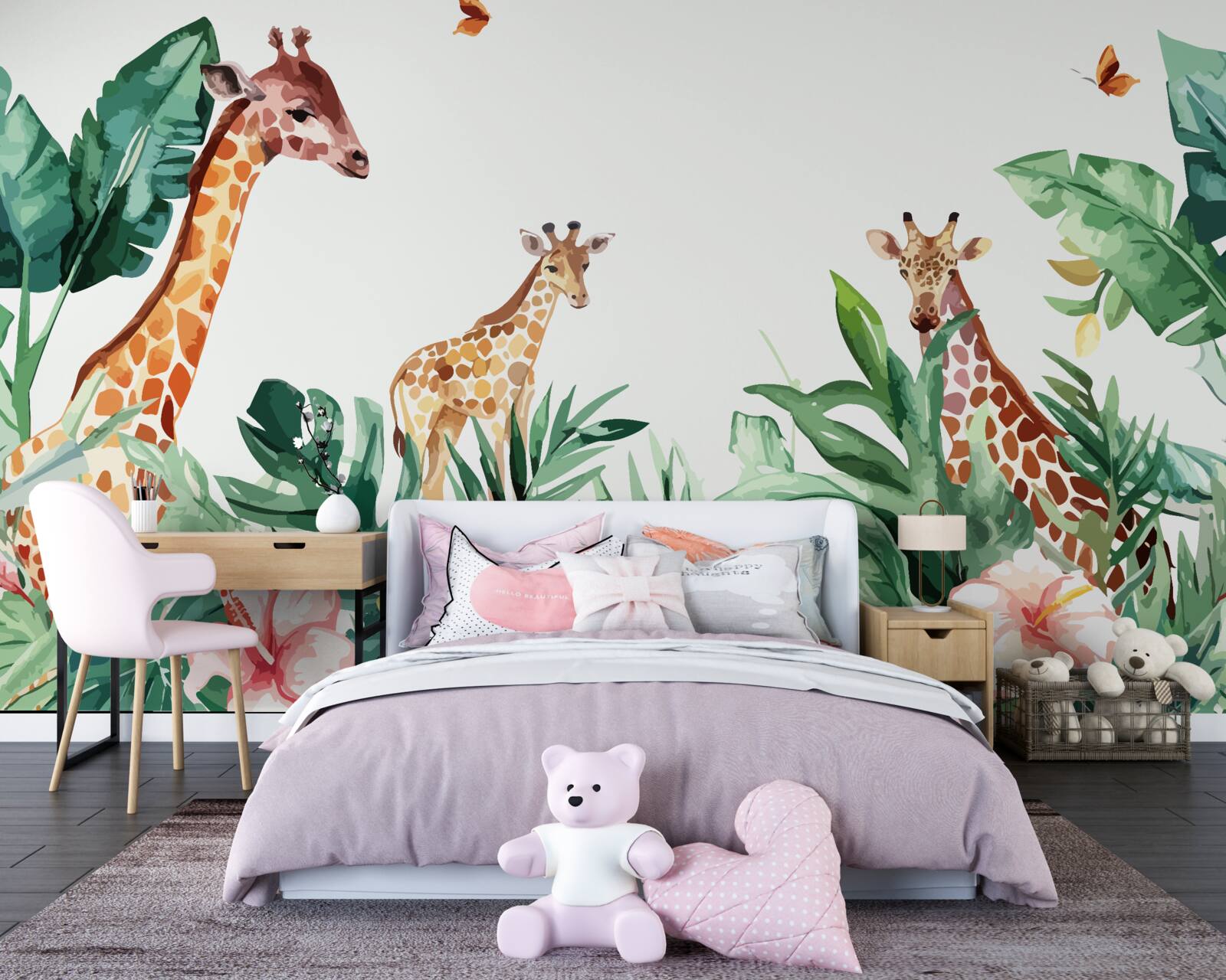 Papier peint La girafe se promène dans la jungle