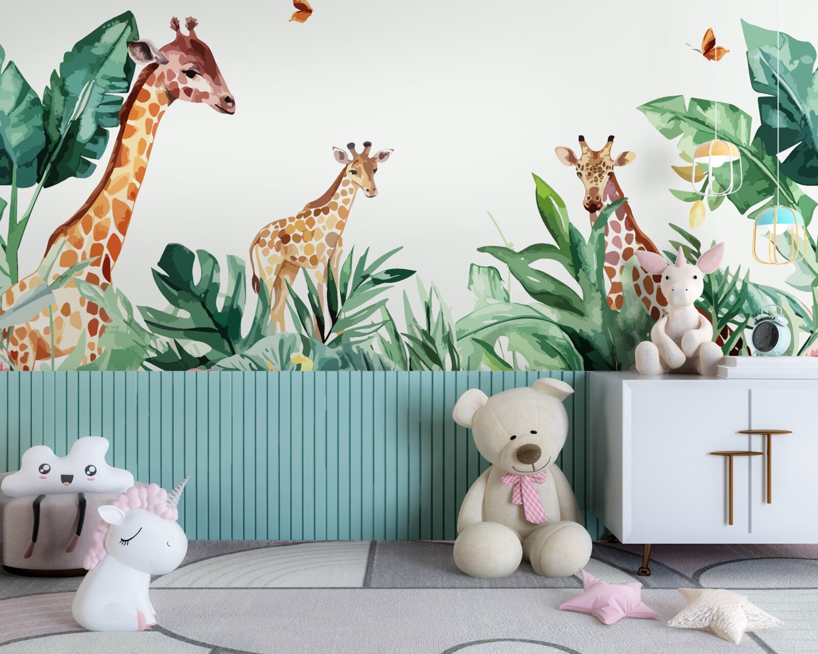 Papier peint La girafe se promène dans la jungle