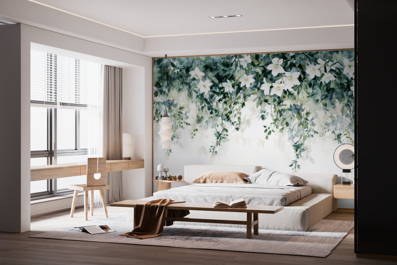 Papier peint jasmin blanc en fleur