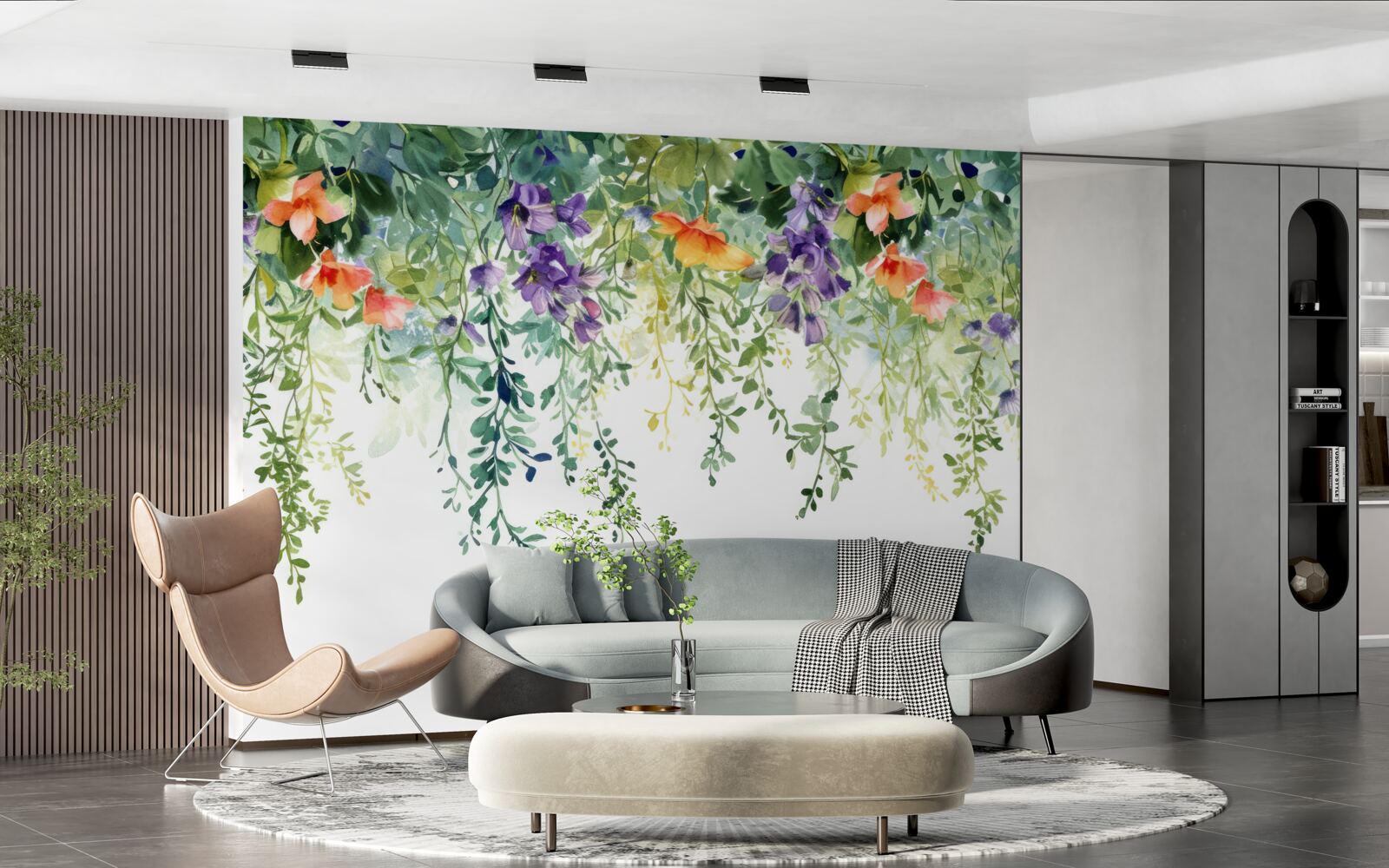 Papier peint des fleurs délicates du jardin retournées