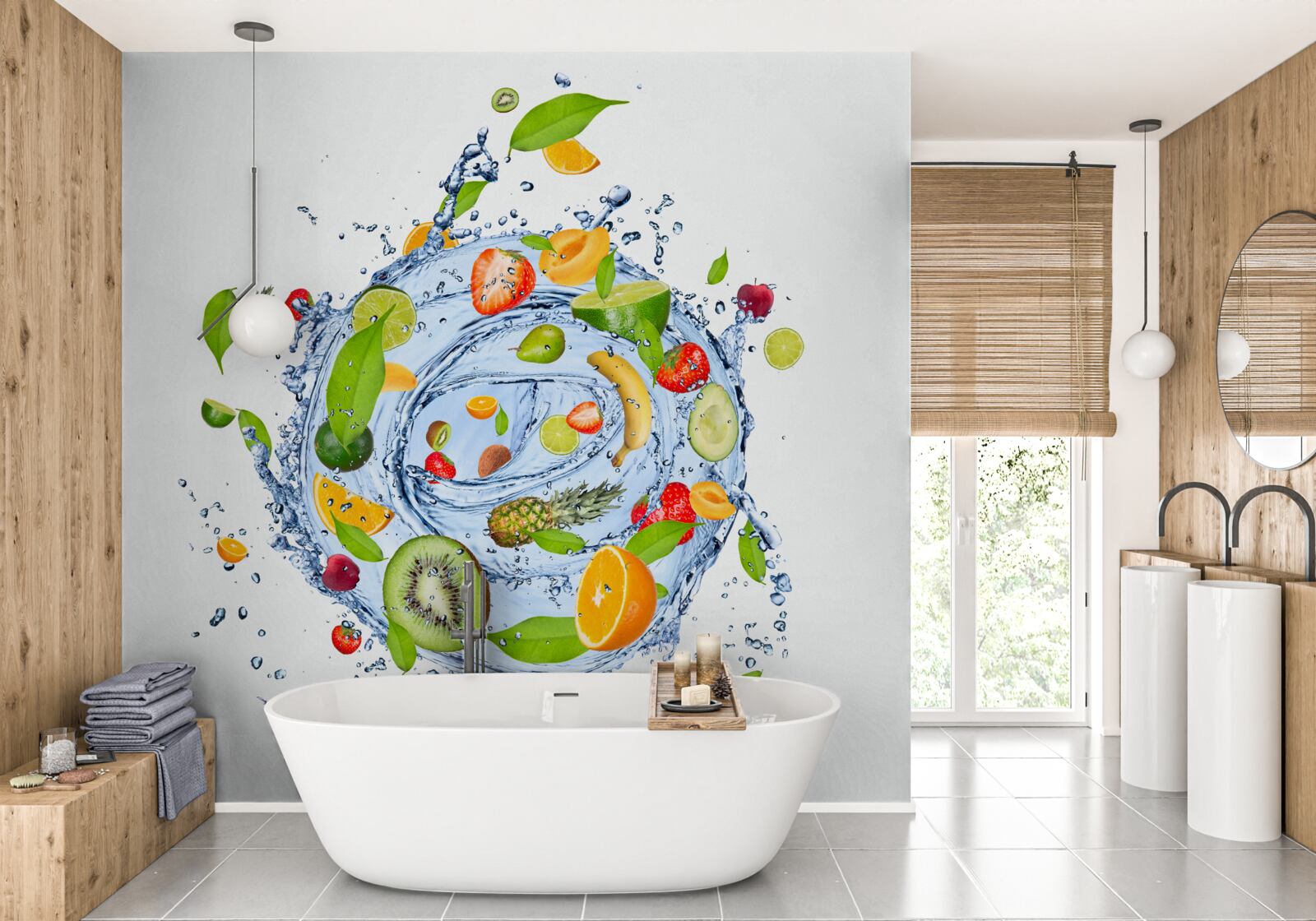 Papier peint mélange de fruits frais
