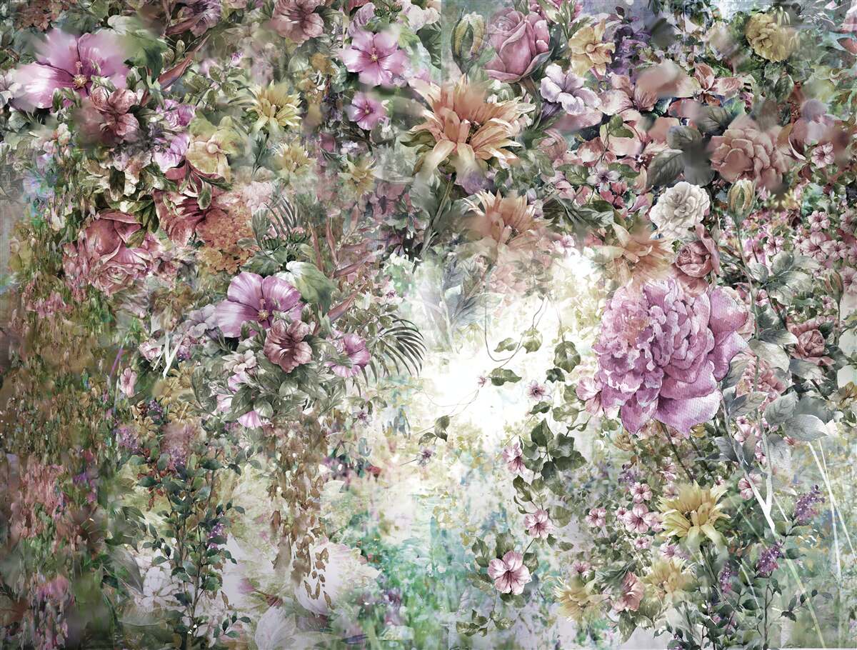 Papier peint verdure dense dans le jardin