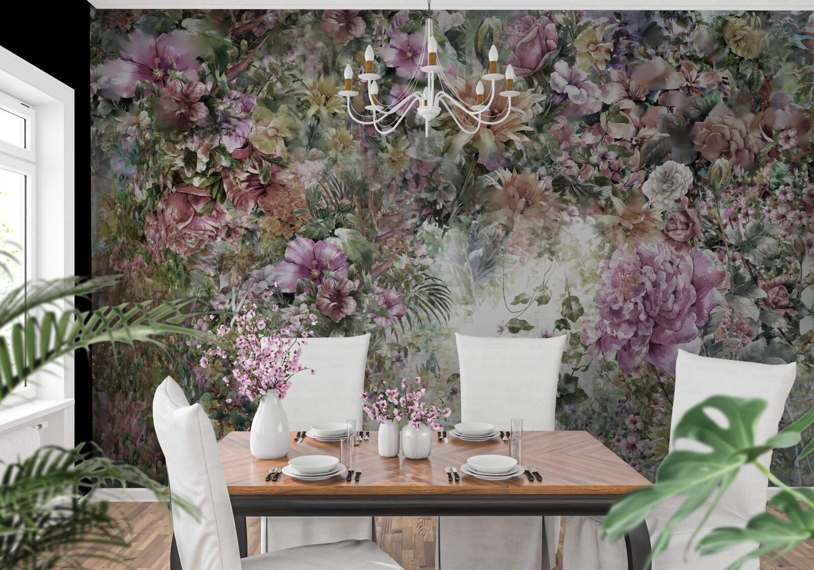 Papier peint verdure dense dans le jardin