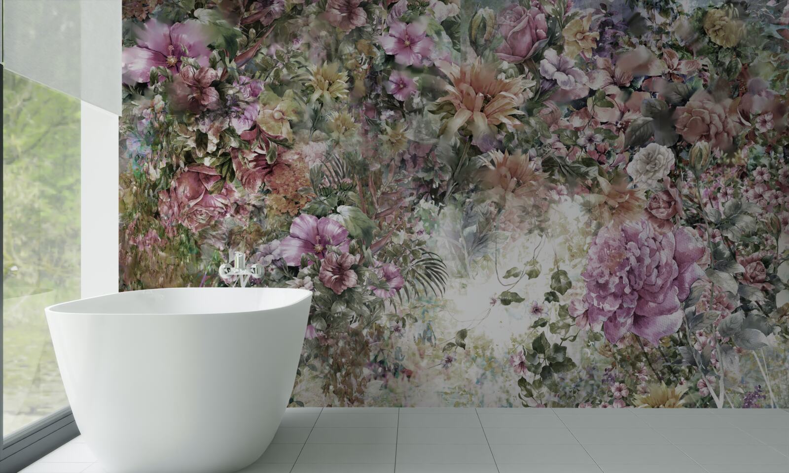 Papier peint verdure dense dans le jardin